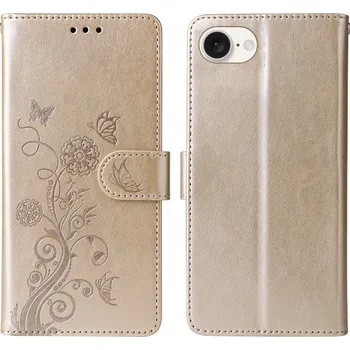 Pouzdro na mobilní telefon Flowery knížkové pouzdro na iPhone 16e - zlaté