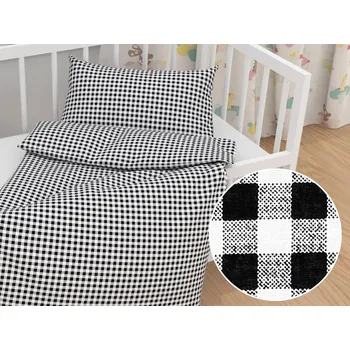 Povlečení Dětské bavlněné povlečení do postýlky Sandra SA-060 Černo-bílé kostičky Do postýlky 90x140 a 40x60 cm