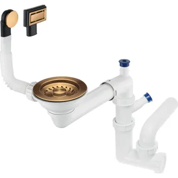 Sifon DEANTE - Space-Saver Odpadní sada granitového dřezu, 1-miska, kartáčovaný bronz ZXY_C949