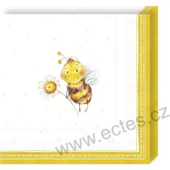 Papírový ubrousek IHR SUNNY BEE papírové dezertní ubrousky roztomilé veselé včelky a kopretina 20 ks