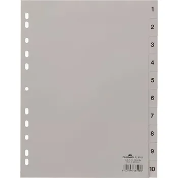 Plastový rozlišovač Durable - A4, šedý, 1-10 152.600