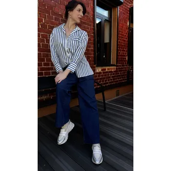 Dámská halenka Košile Kyra Poppie modro-bílá pruhovaná oversize Velikost: 36