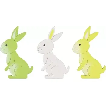 Velikonoční dekorace Maják Zajíc 24ks 4cm s lepíkem dřevěný