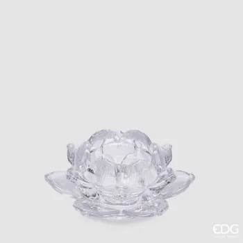 Svícen Skleněný svícen na čajovou svíčku leknín čirý, 4x10 cm