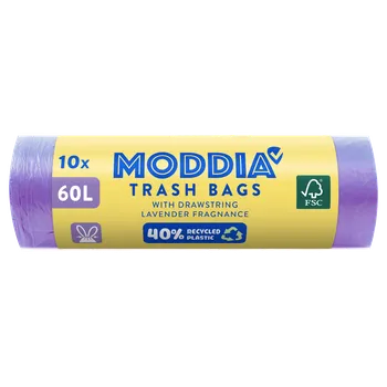 Pytle na odpadky MODDIA Odpadkové pytle s vůní levandule a zatahovací páskou 10 x 60 l