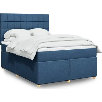 Postel vidaXL Box spring postel s matrací 160x200 cm textil [3293635] Barva: Modrá
