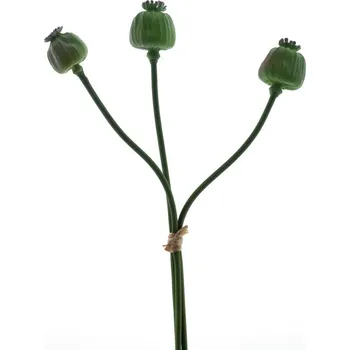 umělá květina umělé květiny, Mák ovoce svazek x3ks zelený V55 cm