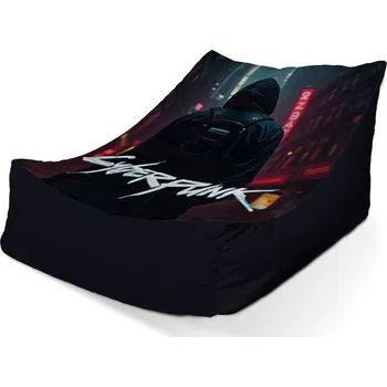 Sedací pytel Sablio Sedací vak Lounge Cyberpunk 2077 Pohled do města - 80 x 95 x 50 cm