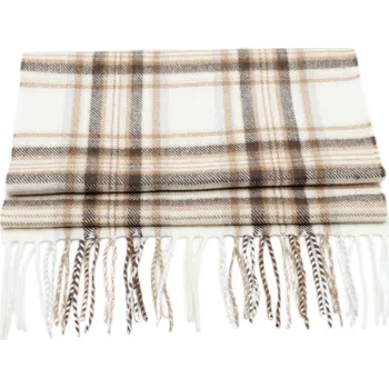 Šála Duuree.cz Kašmírová šála Tartan Barva: Přírodní bílá