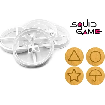 Vykrajovátko Squid Game - Sada vykrajovátek na sušenky 4 ks + krabička