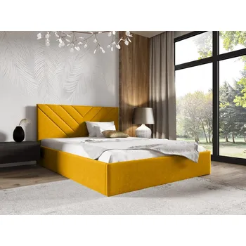 Postel Eka Čalouněná postel LIZA 90x200 cm Barva látky Trinity: (2326) Hořčicová, Úložný prostor: Bez úložného prostoru