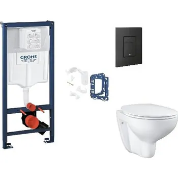 WC sada Grohe Rapid SL - Set předstěnové instalace, klozetu, sedátka SoftClose, tlačítka Even a sady pro vhazování tablet, phantom black SANI11BB5133
