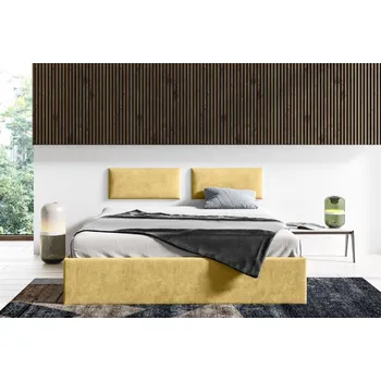 Postel Eka Čalouněná postel Lucy - 140x200 cm Barva látky Trinity: (2318) Žlutá, Úložný prostor: Bez úložného prostoru