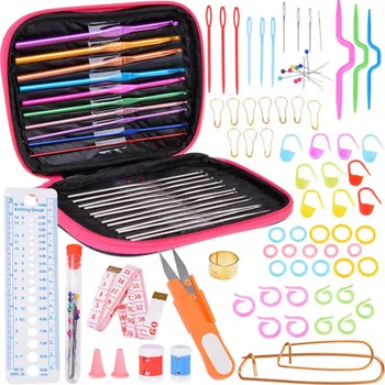kreativní sada Sada na háčkování v pouzdře 100 ks s háčky 0.6-6.5