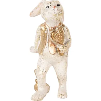 Dekorace fešácký králík ve vestě se srdíčkem – 13 cm