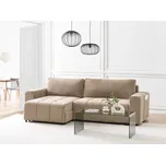 3místná rohová rozkládací pohovka pravostranná hnědá látka s úložným prostorem hustě polstrovaná nábytek do obývacího pokoje moderní styl Beliani