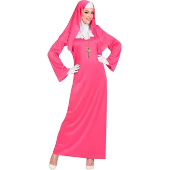 Karnevalový kostým Dámský kostým jeptiška, růžový - XS