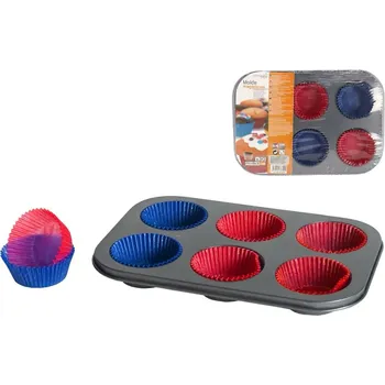 Forma na pečení forma MUFFINY 6ks + pap.košíčky (30ks)