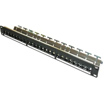 Patch panel XtendLan Patch panel 19", 24 portů, neosazený,CAT5e,6,6A,7, vyvazovák PP19-24NA