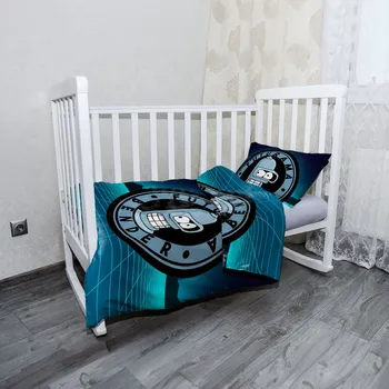 Povlečení Sablio Mikroplyšové dětské povlečení do postýlky Futurama Bender Čtvrtá dimenze - 120x90 / 40x60