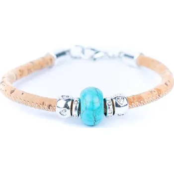 Kabelka Korkový náramek s korálkem - Modrý