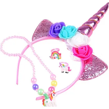 Karnevalový kostým Čelenka Unicorn s prstýnky a náhrdelníkem