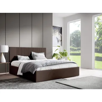 Postel Eka Čalouněná postel LINA 180x200 cm Barva látky Trinity: (2308) Tmavá hnědá, Úložný prostor: Bez úložného prostoru