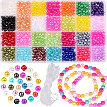 Dětské navlékací korálky Sada korálků Pearls Friendship k výrobě náramků 28 barev