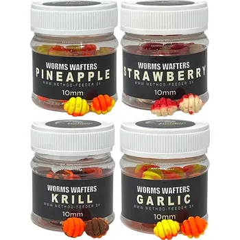 Boilies Vyvážené Nástrahy Method Feeder Fans Worms Wafters 10mm 50ml Ananas
