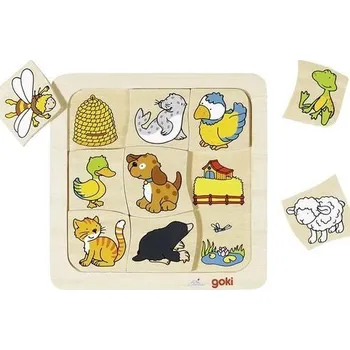 Hračka GOKI Dřevěné puzzle kdo kde bydlí?