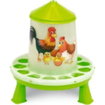 Chov hospodářského zvířete Plastové krmítko s nožičkami - ŠŤASTNÉ SLEPICE 2 kg - zelené - 11371