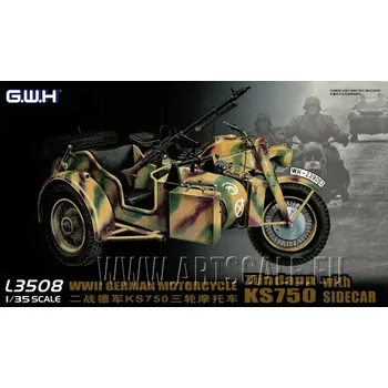 Plastikový model WWII German Zundapp KS 750 with Sidecar /with trailers - Great Wall Hobby L3508