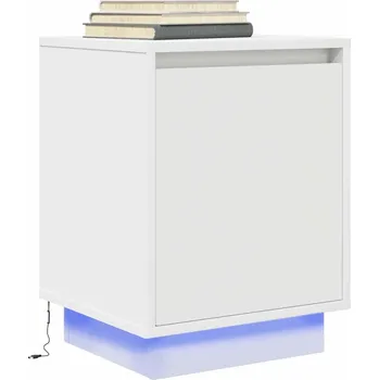 Noční stolek vidaXL Noční skříňka s LED osvětlením 38x34x50 cm [861277] Barva: Bílá
