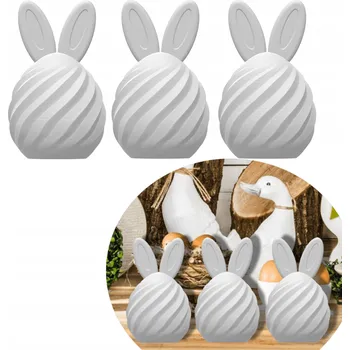 Velikonoční dekorace SPIRÁLOVÁ VELIKONOČNÍ VAJÍČKA DEKORACE NA STŮL ROZTOMILÍ KRÁLÍČCI 3 BÍLÍ