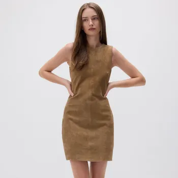 Dámské šaty Reserved - Semišová mini šaty - béžová - 161EN-08X - 161EN-08X-XS