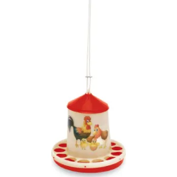 Krmítko pro ptáka Plastové krmítko - ŠŤASTNÉ SLEPICE 2 kg - červené - 11369