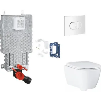 Klozet Grohe Uniset - Set předstěnové instalace, klozetu, sedátka SoftClose, tlačítka Arena Cosmopolitan a sady pro vhazování tablet, alpská bílá SANI15BB3128