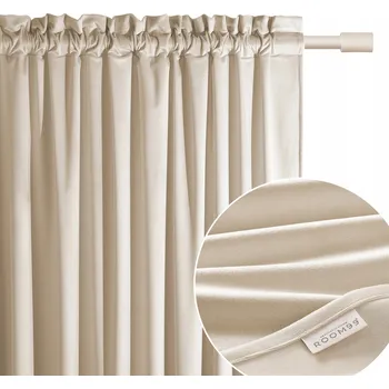 Obraz Hotový závěs VELUR velurový samet na pásce žabky 140x280 Bianca krémová