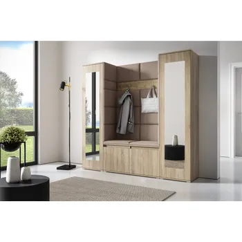 Předsíňová stěna Eka Předsíňová stěna s čalouněnými panely Trinity 31 - Sonoma / Tmavá béžová 2305