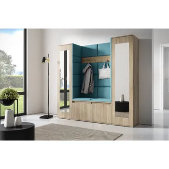 Předsíňová stěna Eka Předsíňová stěna s čalouněnými panely Trinity 31 - Sonoma / Azurová 2313