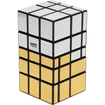 Hlavolam Mirror 3x3x5 Siamská dlouhá Calvin’s Puzzle Černá se zlatými a stříbrnými nálepkami