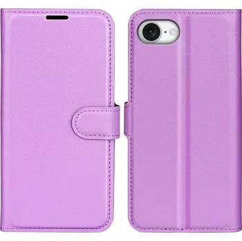 Pouzdro na mobilní telefon Litchi knížkové pouzdro na iPhone 16e - fialové