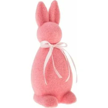 Velikonoční dekorace Velikonoční dekorace zajíc s mašlí, růžová, 13 x 11 x 30 cm