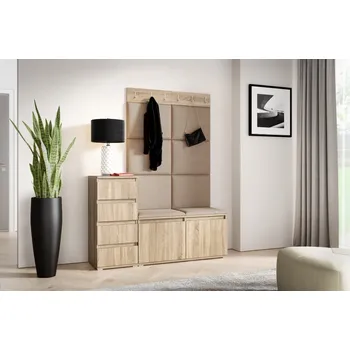 Předsíňová stěna Eka Předsíňová stěna s čalouněnými panely Trinity 34 - Sonoma /Béžová 2304