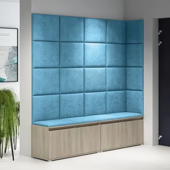 Předsíňová stěna Eka Předsíňová stěna s čalouněnými panely Trinity 3 - Sonoma / Azurová 2313