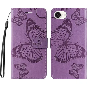 Pouzdro na mobilní telefon Big Butterfly knížkové pouzdro na iPhone 16e - fialové