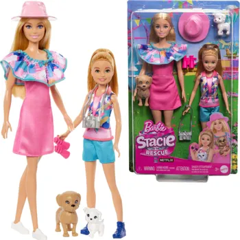Panenka Mattel Barbie Set Kolekce Barbie and Stacie to the Rescue + zvířátka a příslušenství