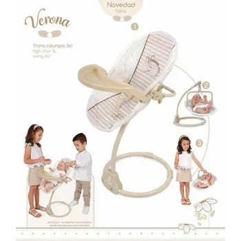 Panenka DeCuevas Multifunkční jídelní židlička a houpačka pro panenky 3 v 1 Verona 2024