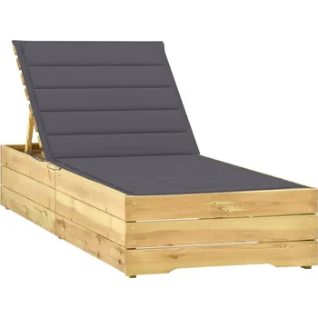 Zahradní lehátko OMAXI Zahradní lehátko s antracitovou poduškou impregnovaná borovice 303283
