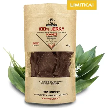 Sušené maso Usušil a syn JERKY 100% KANČÍ S MEDVĚDÍM ČESNEKEM 40 g